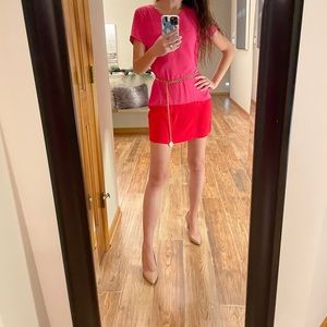 Cynthia Rowley Pink Red shift dress Sz 4